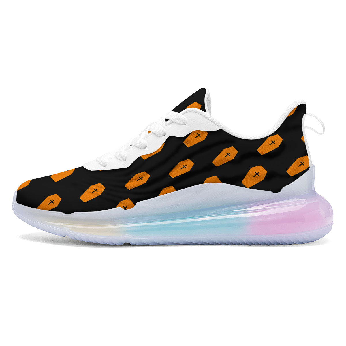 Coffin Orange Halloween Print Pattern Running Sneakers-grizzshop