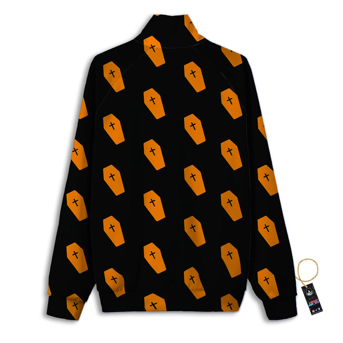 Coffin Orange Halloween Print Pattern Track Jacket-grizzshop