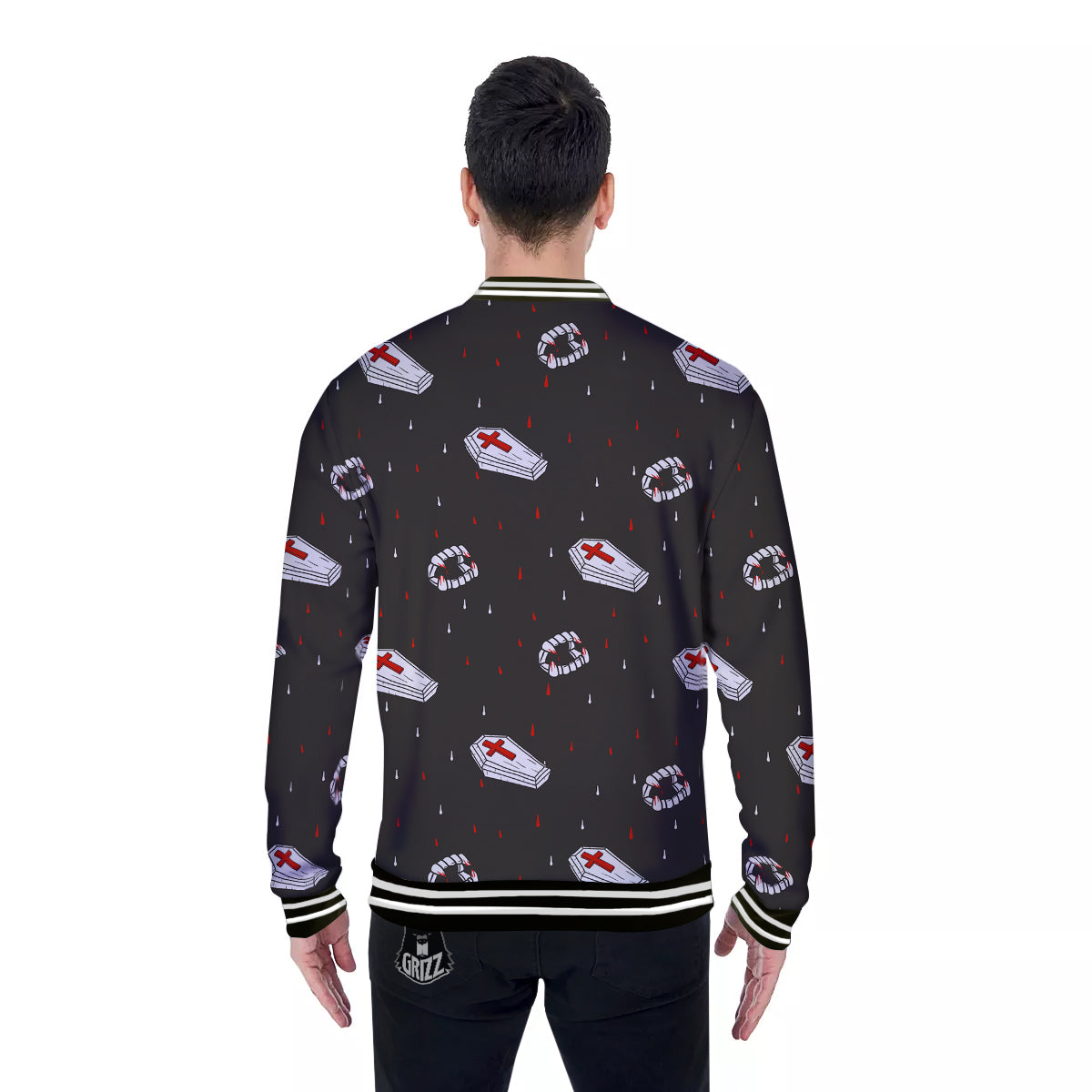 Coffin Vampire Print Pattern Baseball Jacket-grizzshop