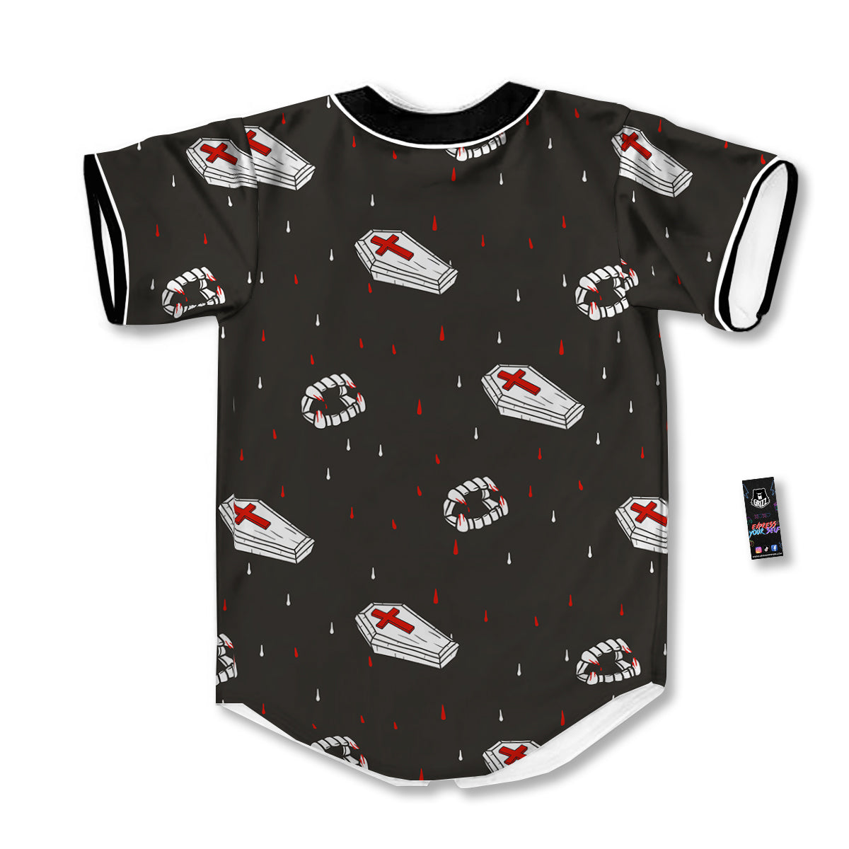 Coffin Vampire Print Pattern Baseball Jersey-grizzshop