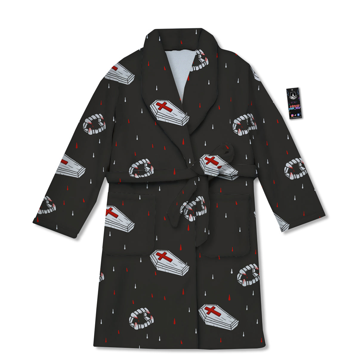 Coffin Vampire Print Pattern Bathrobe-grizzshop