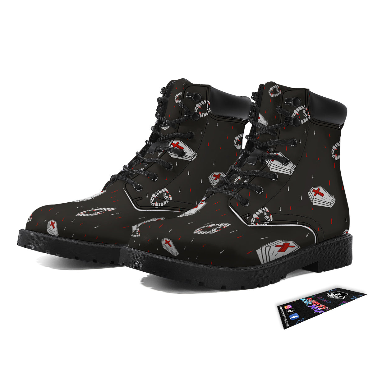 Coffin Vampire Print Pattern Boots-grizzshop