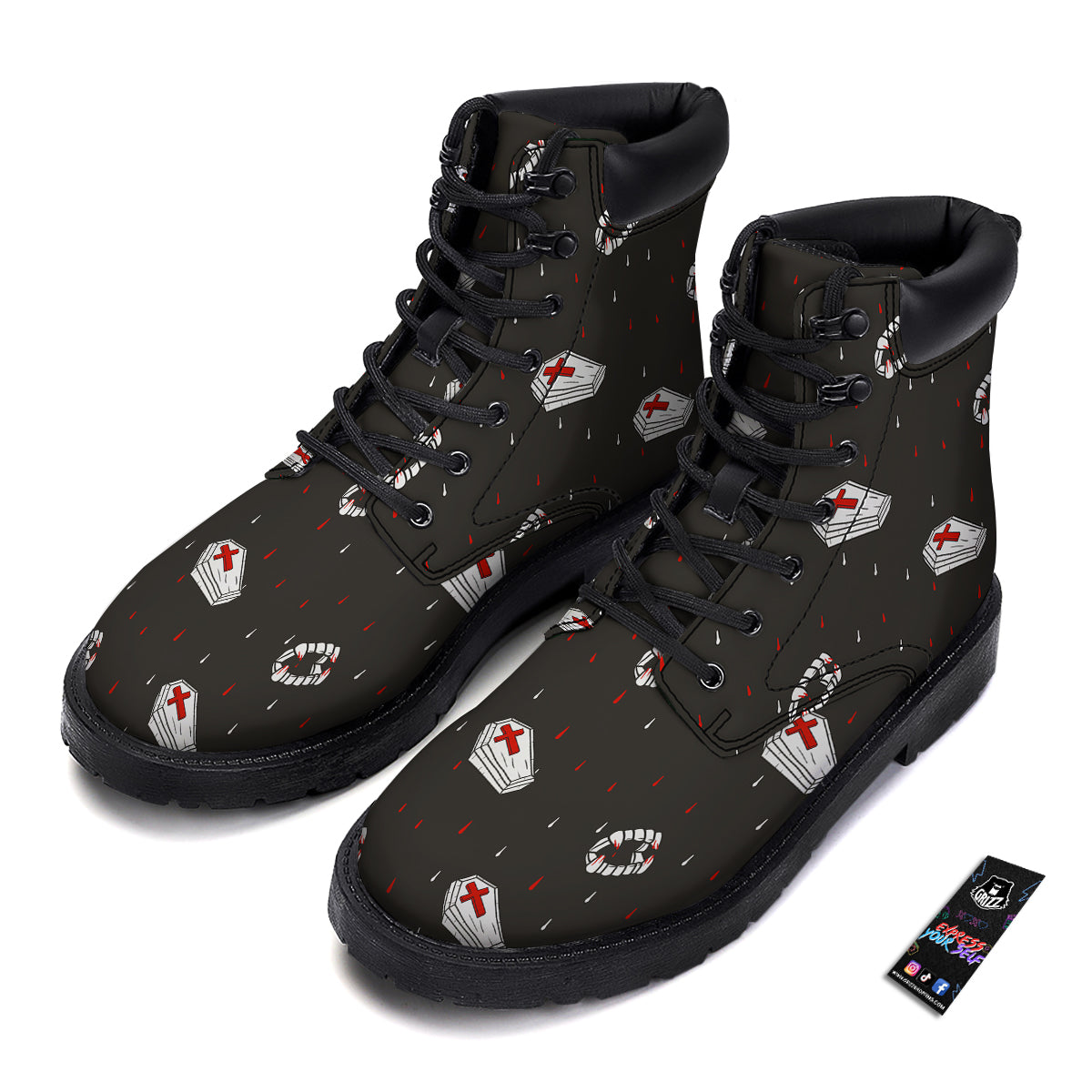 Coffin Vampire Print Pattern Boots-grizzshop