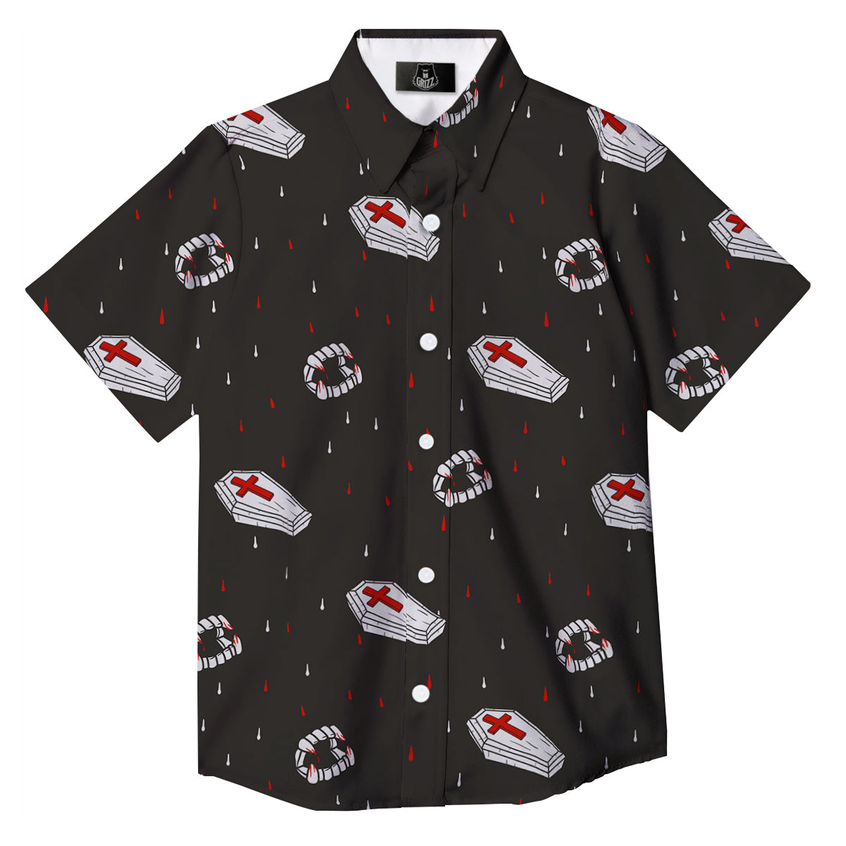 Coffin Vampire Print Pattern Button Up Shirt-grizzshop