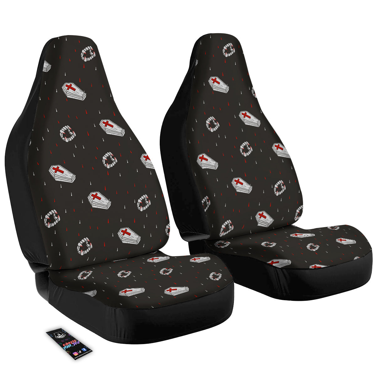 Coffin Vampire Print Pattern Car Seat Covers-grizzshop