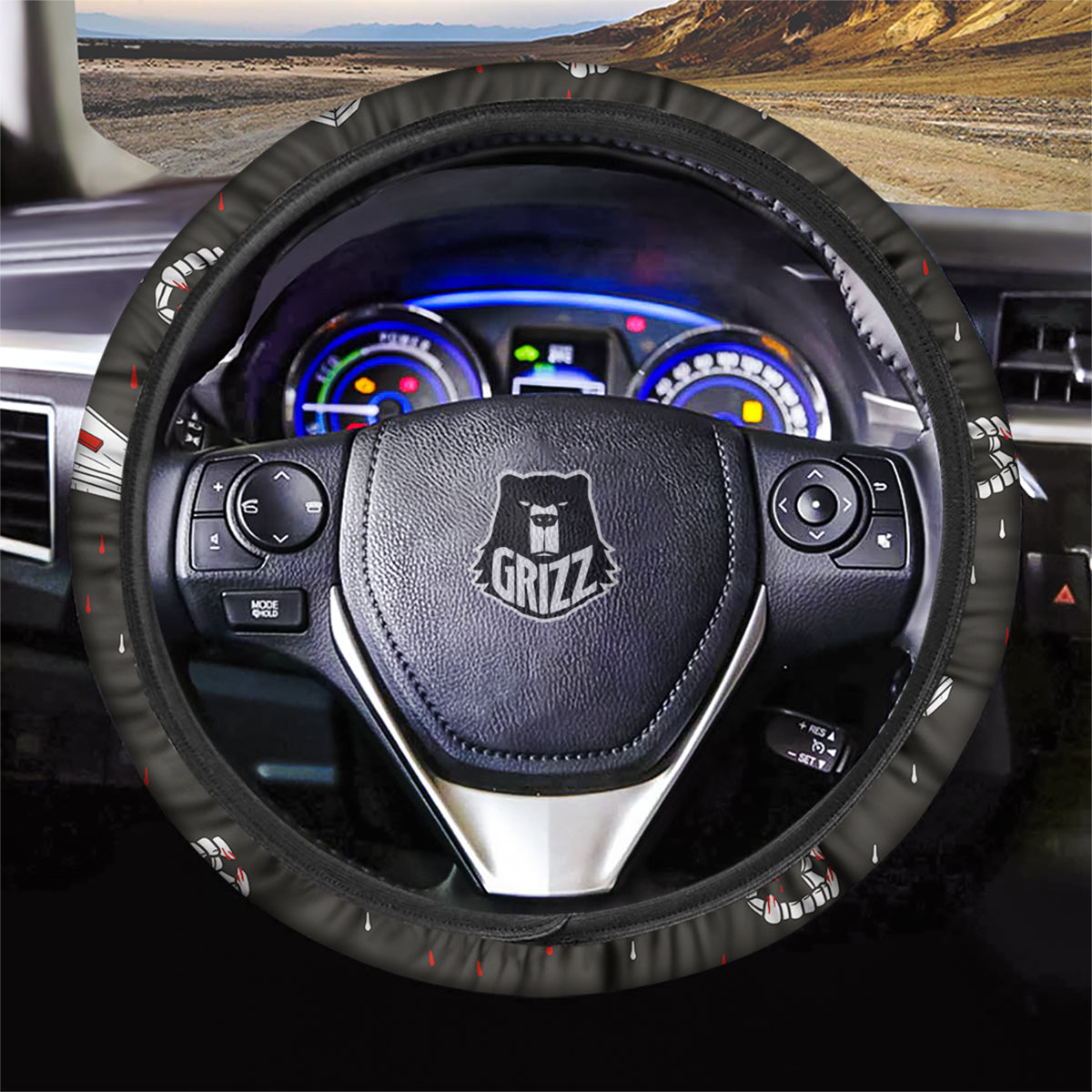 Coffin Vampire Print Pattern Car Steering Wheel Cover-grizzshop