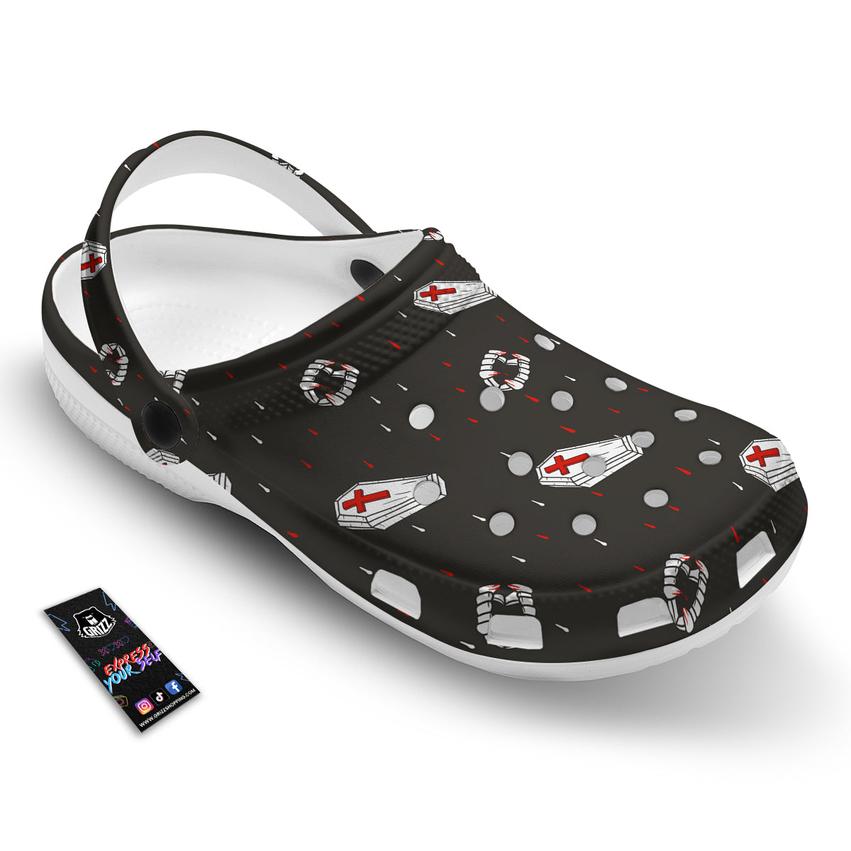 Coffin Vampire Print Pattern Clog-grizzshop