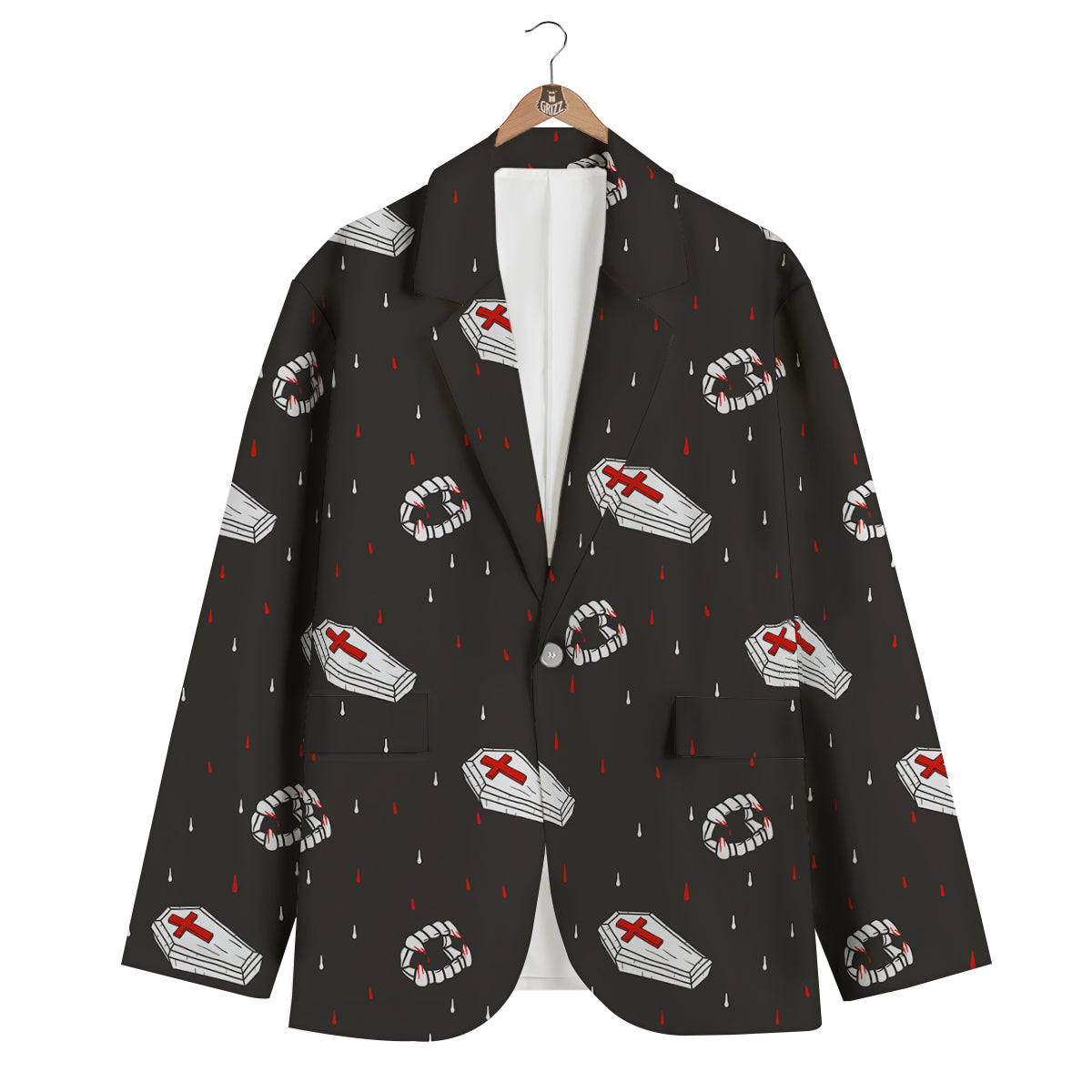 Coffin Vampire Print Pattern Men's Blazer-grizzshop