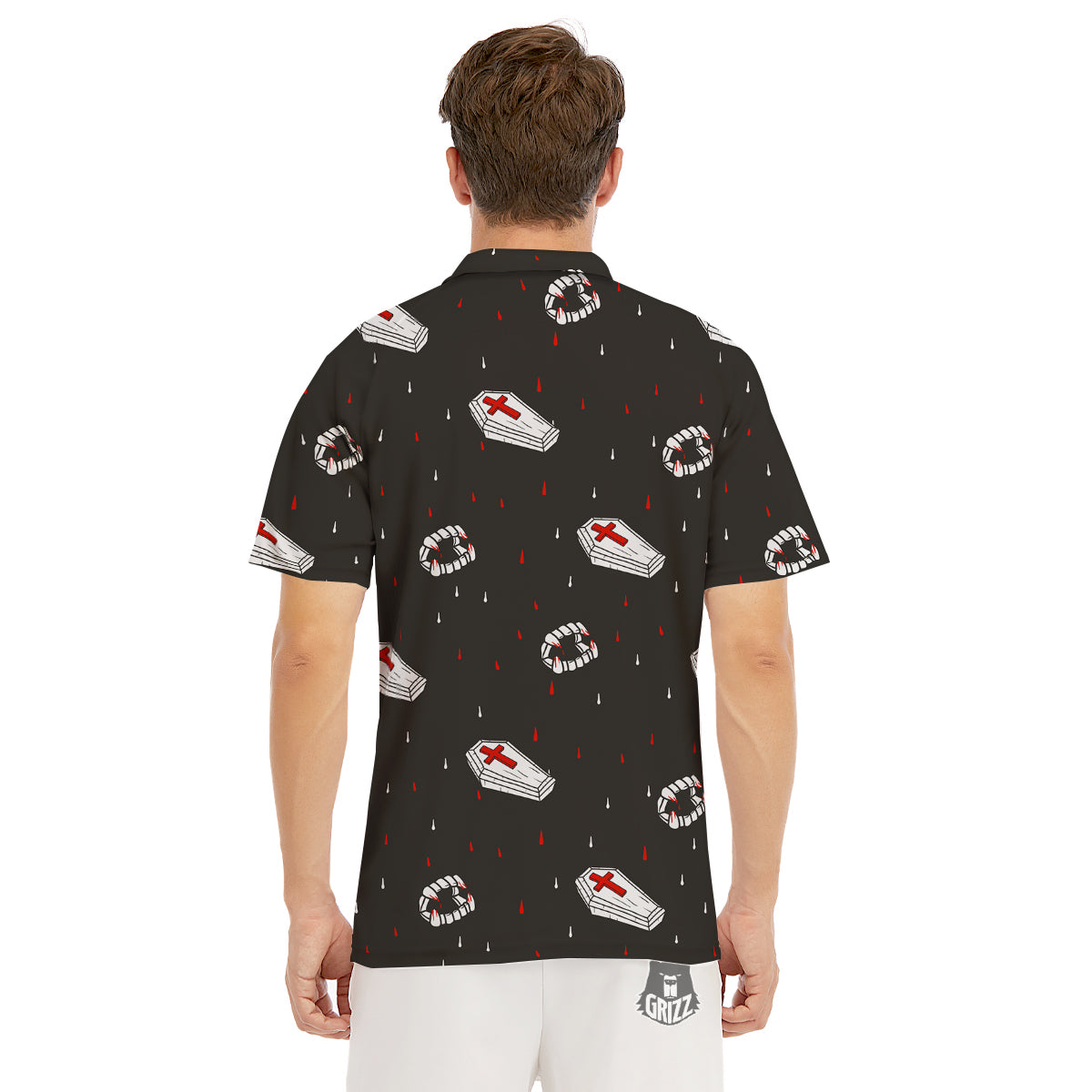 Coffin Vampire Print Pattern Men's Golf Shirts-grizzshop