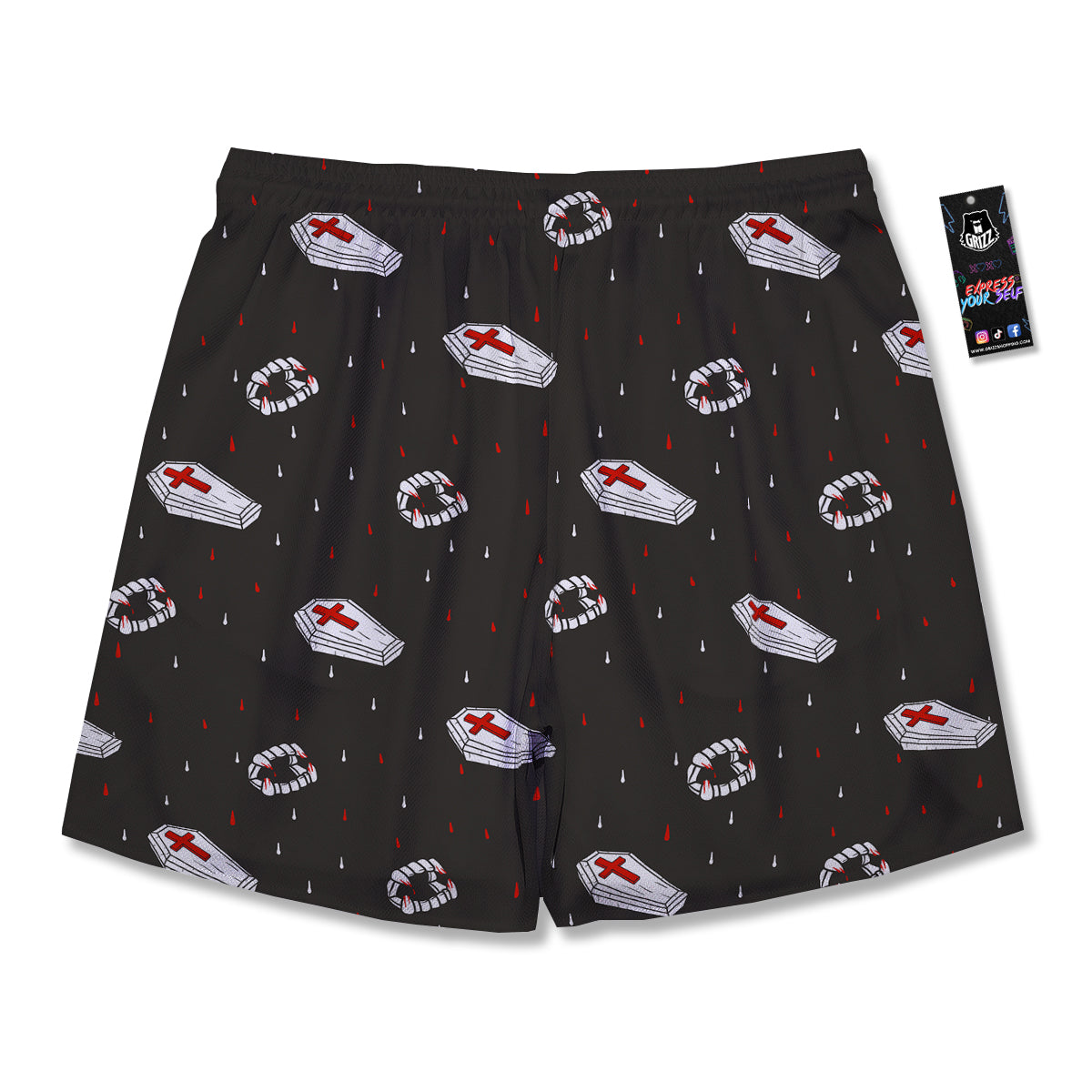 Coffin Vampire Print Pattern Men's Running Shorts-grizzshop