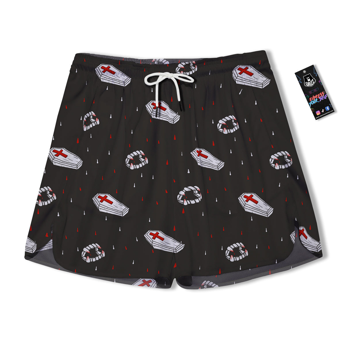Coffin Vampire Print Pattern Men's Running Shorts-grizzshop