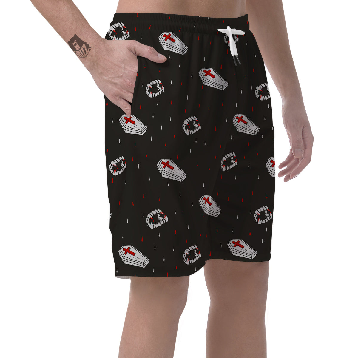 Coffin Vampire Print Pattern Men's Shorts-grizzshop