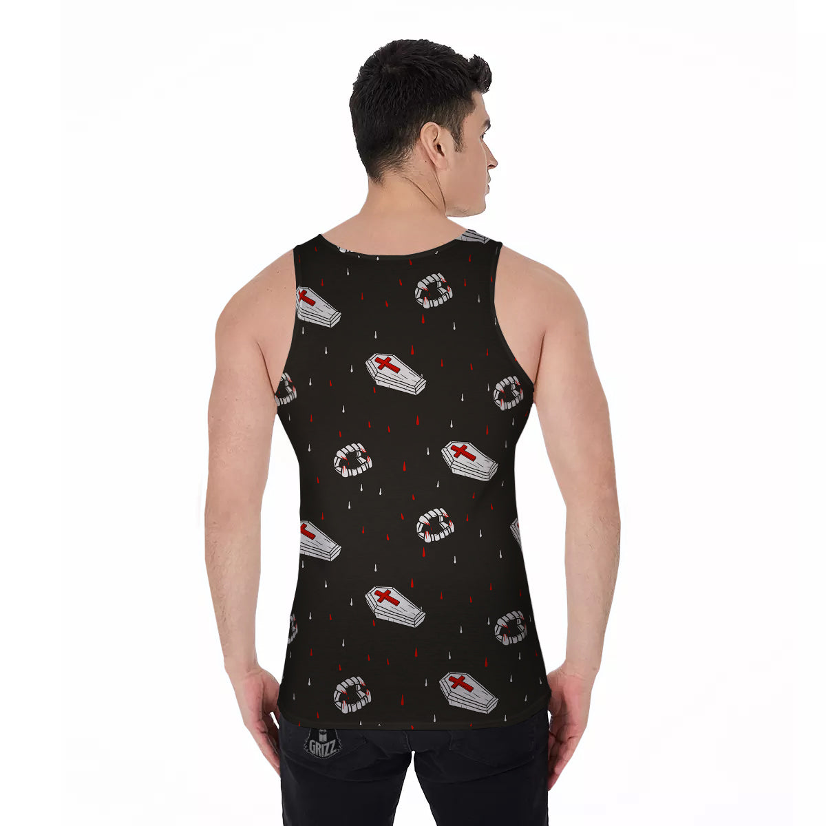 Coffin Vampire Print Pattern Men's Tank Top-grizzshop