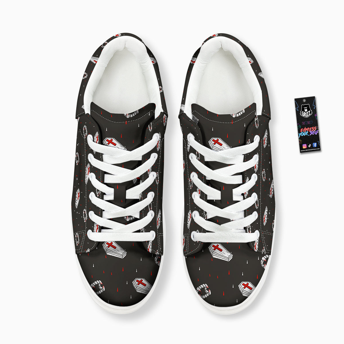 Coffin Vampire Print Pattern Platform Shoes-grizzshop