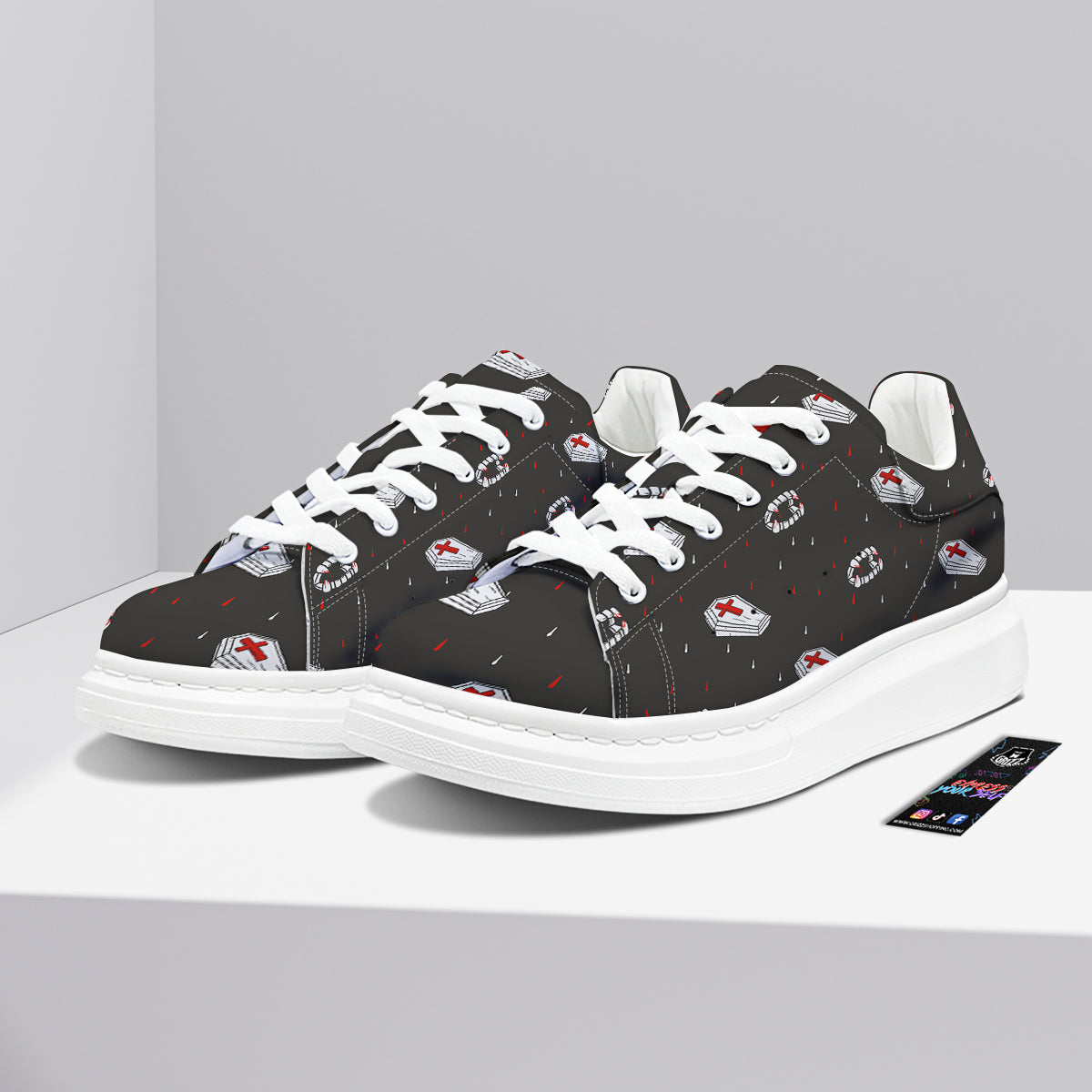 Coffin Vampire Print Pattern Platform Shoes-grizzshop