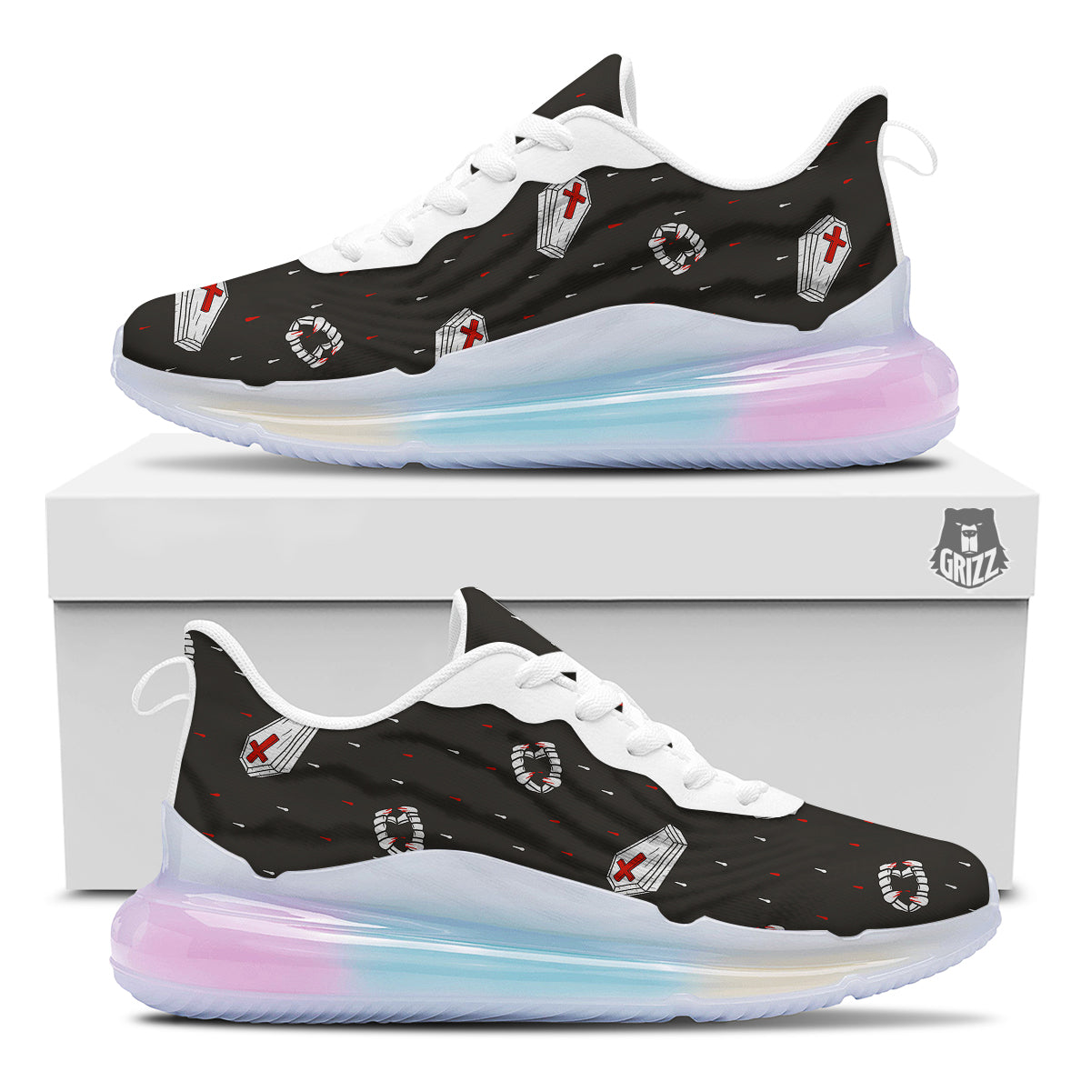 Coffin Vampire Print Pattern Running Sneakers-grizzshop