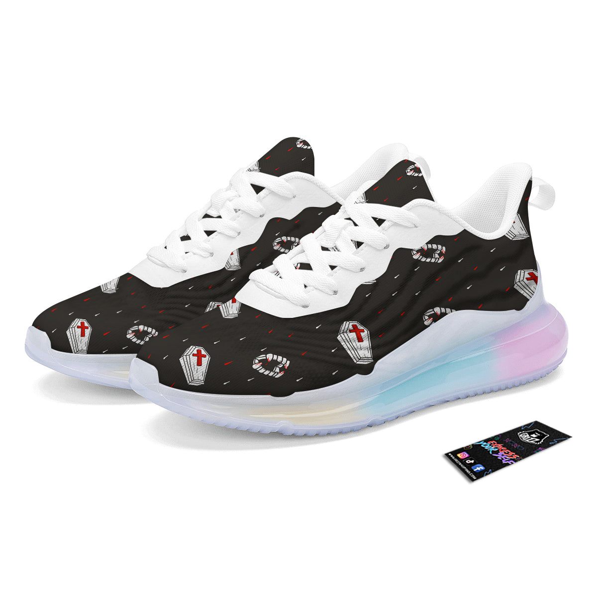 Coffin Vampire Print Pattern Running Sneakers-grizzshop