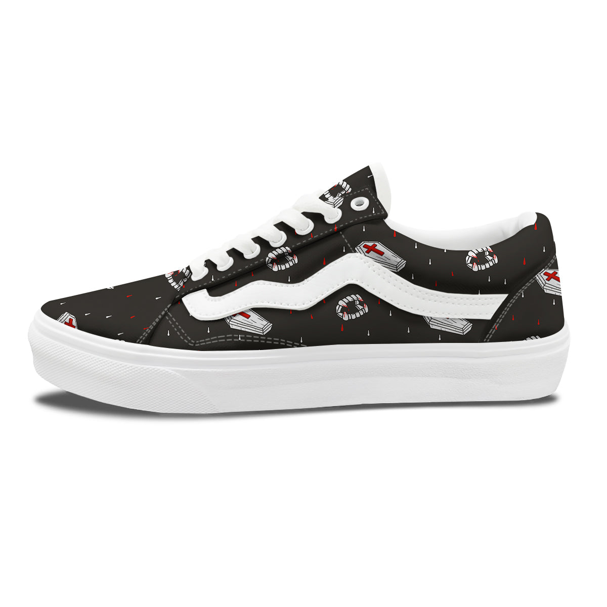 Coffin Vampire Print Pattern Skate Shoes-grizzshop