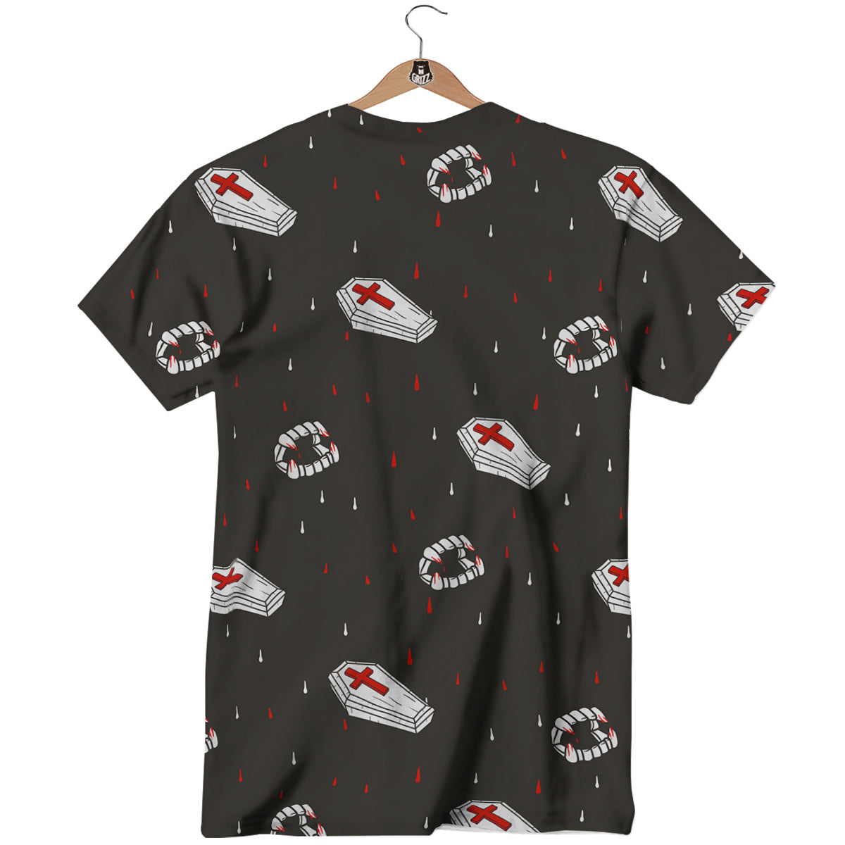 Coffin Vampire Print Pattern T-Shirt-grizzshop