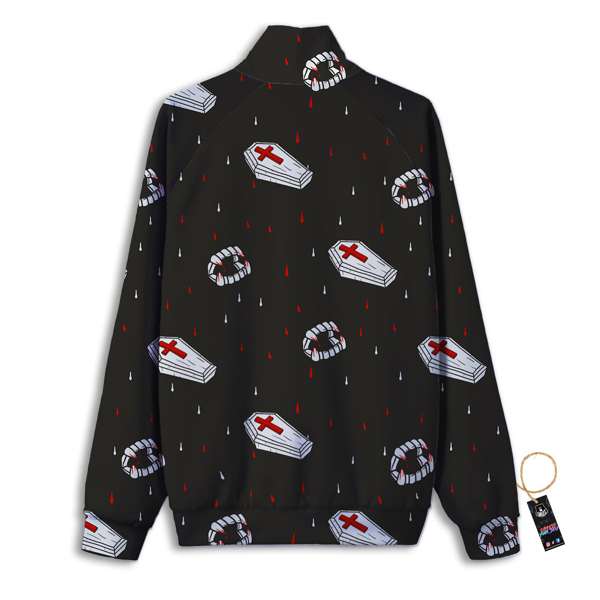 Coffin Vampire Print Pattern Track Jacket-grizzshop