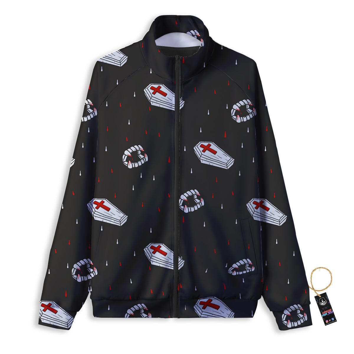 Coffin Vampire Print Pattern Track Jacket-grizzshop