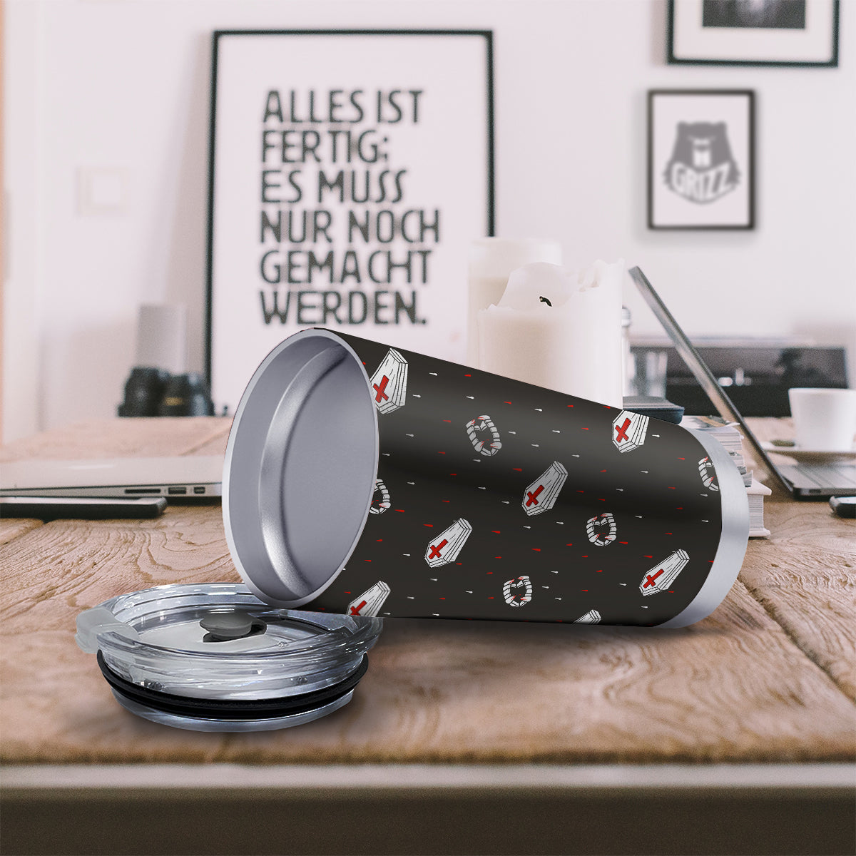 Coffin Vampire Print Pattern Tumbler-grizzshop