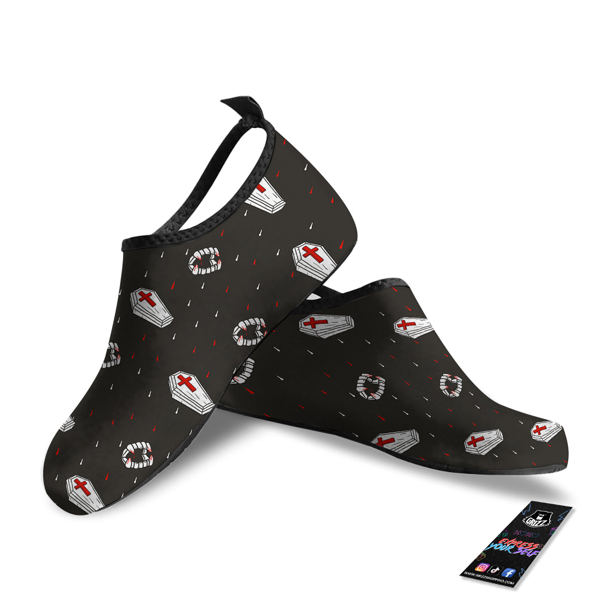 Coffin Vampire Print Pattern Water Shoes-grizzshop