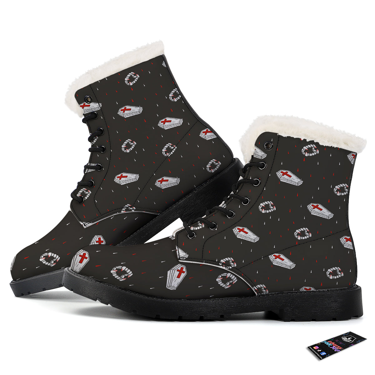 Coffin Vampire Print Pattern Winter Boots-grizzshop