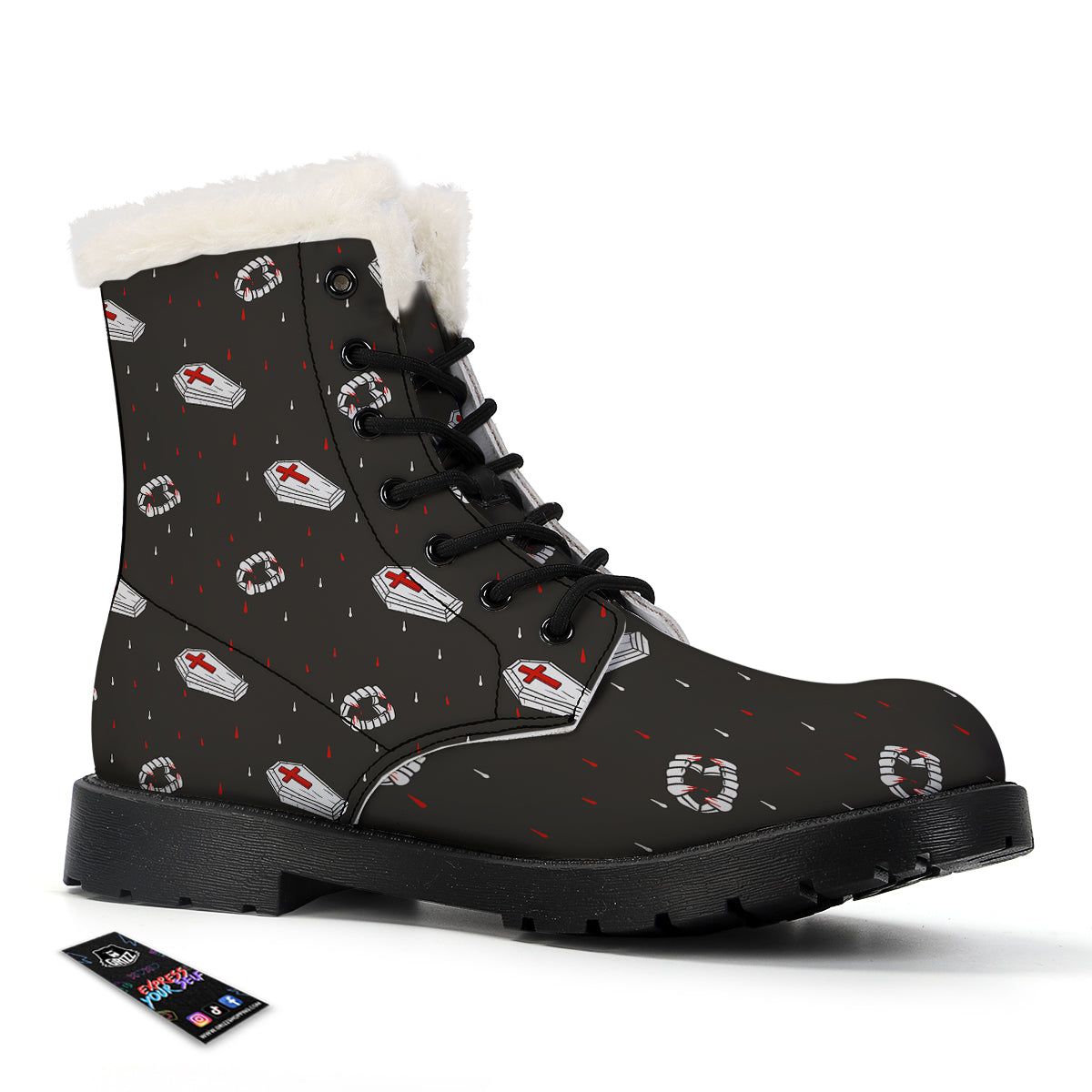 Coffin Vampire Print Pattern Winter Boots-grizzshop