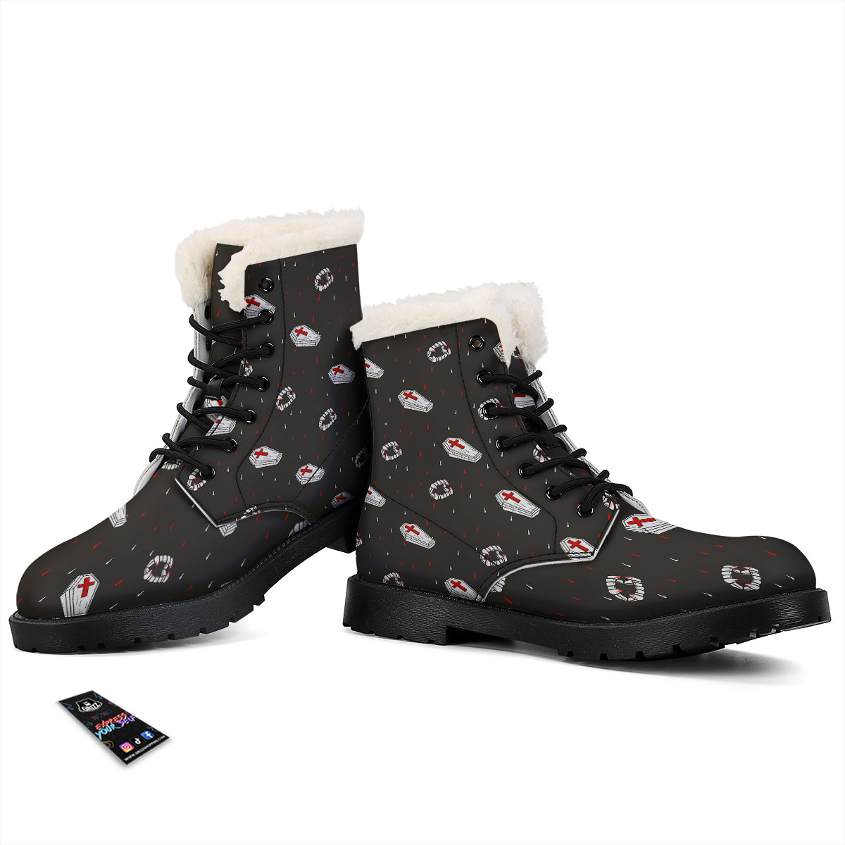 Coffin Vampire Print Pattern Winter Boots-grizzshop