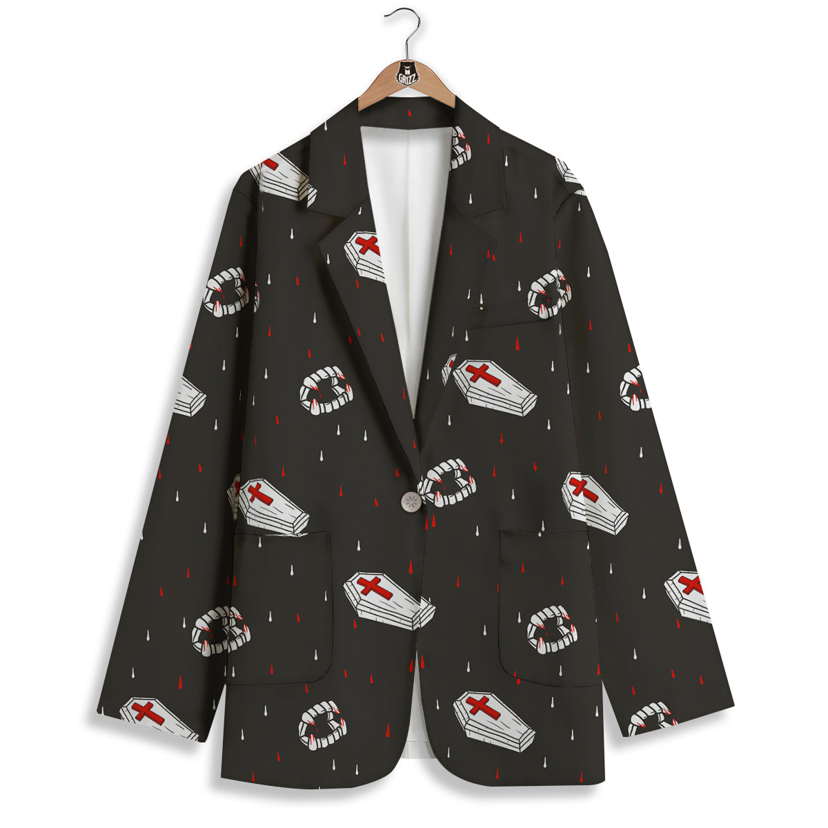 Coffin Vampire Print Pattern Women's Blazer-grizzshop