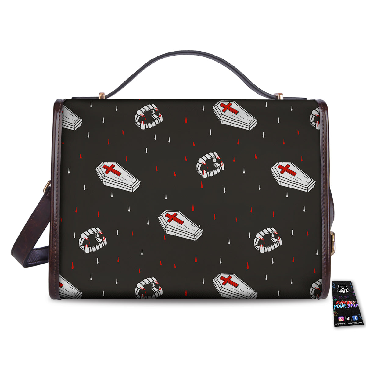 Coffin Vampire Print Pattern Women's Satchel Bag-grizzshop