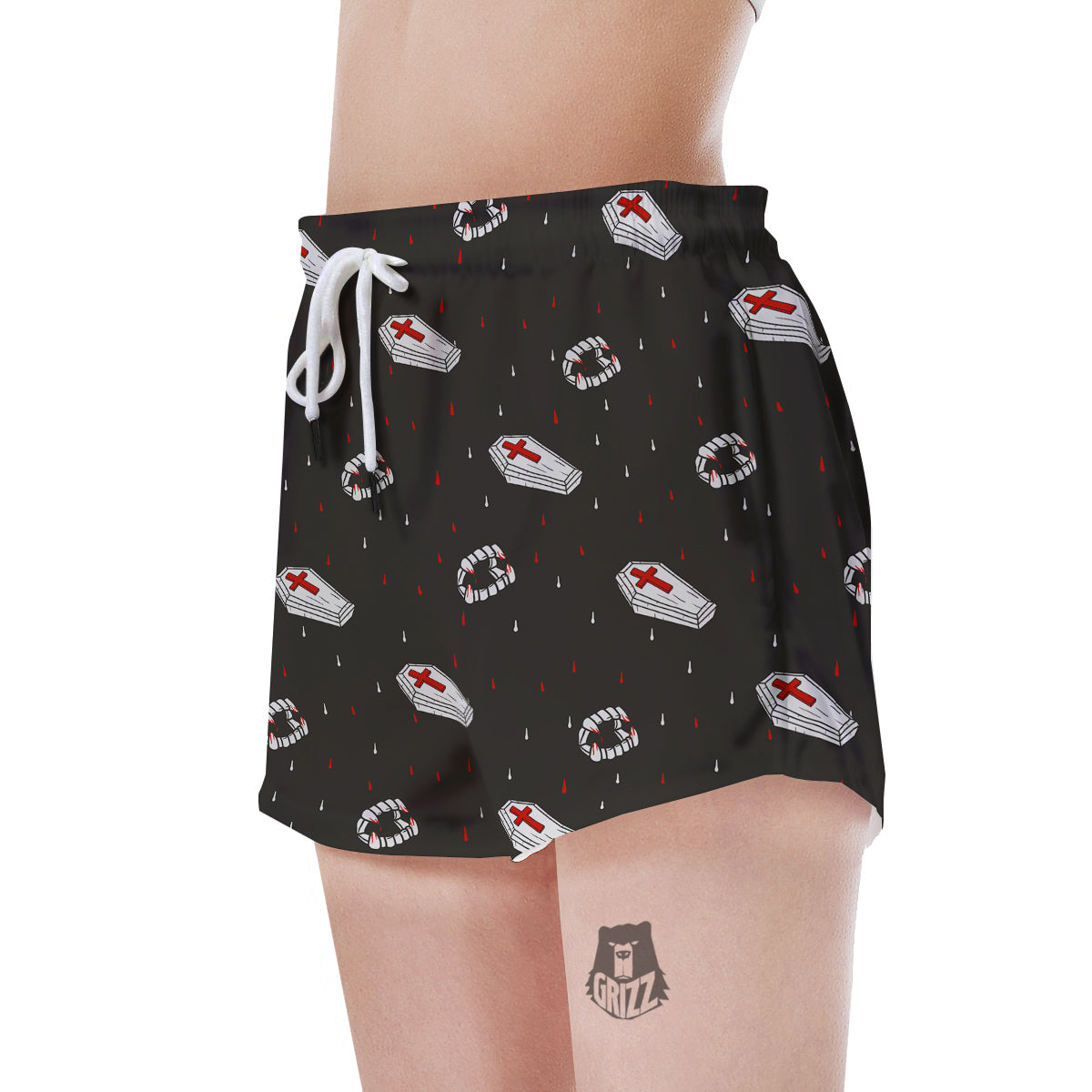Coffin Vampire Print Pattern Women's Shorts-grizzshop