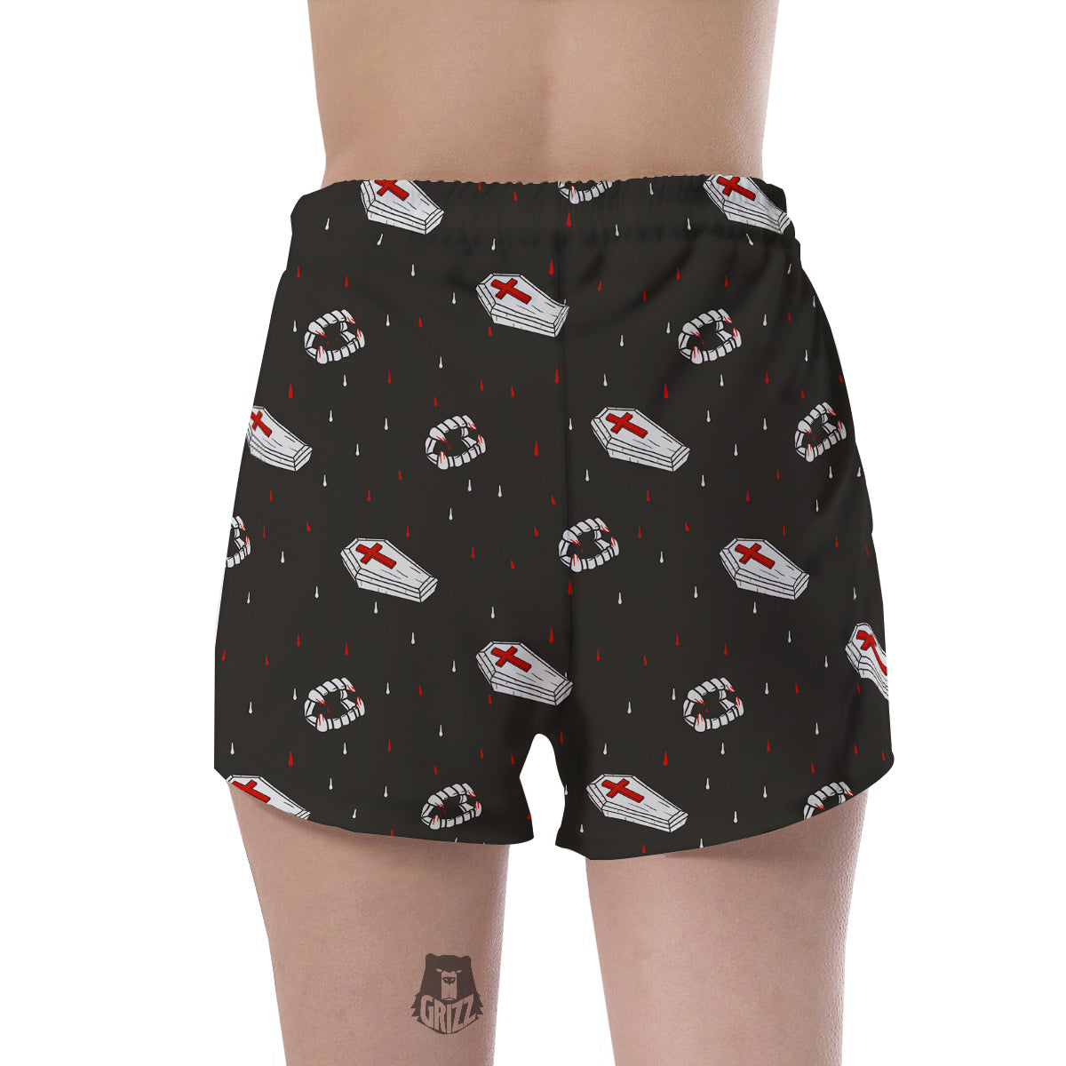 Coffin Vampire Print Pattern Women's Shorts-grizzshop