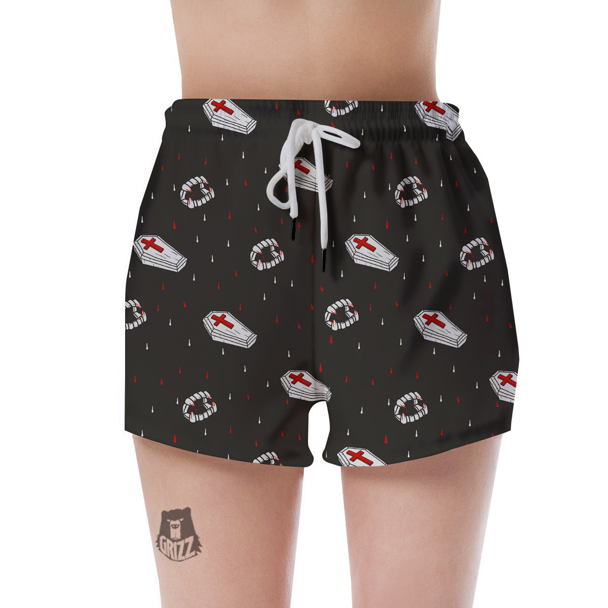 Coffin Vampire Print Pattern Women's Shorts-grizzshop