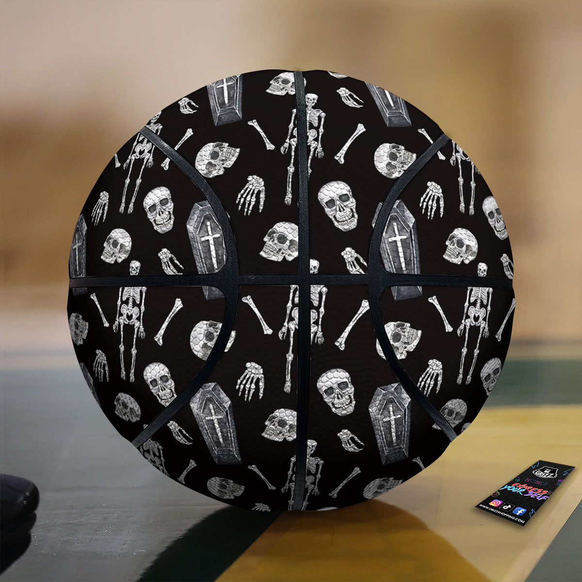 Coffin White And Black Print Pattern Basketball-grizzshop