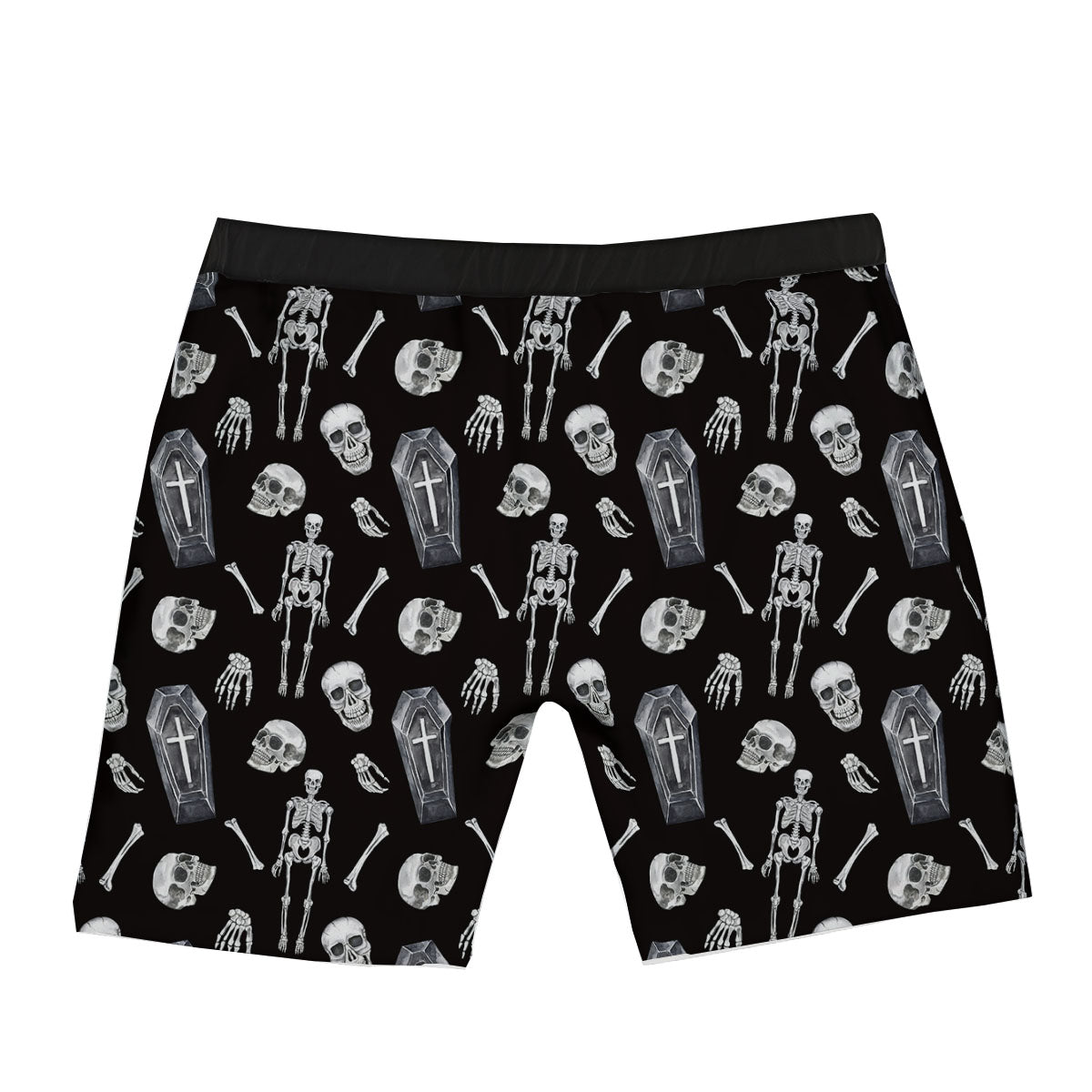 Coffin White And Black Print Pattern Boxer Briefs-grizzshop