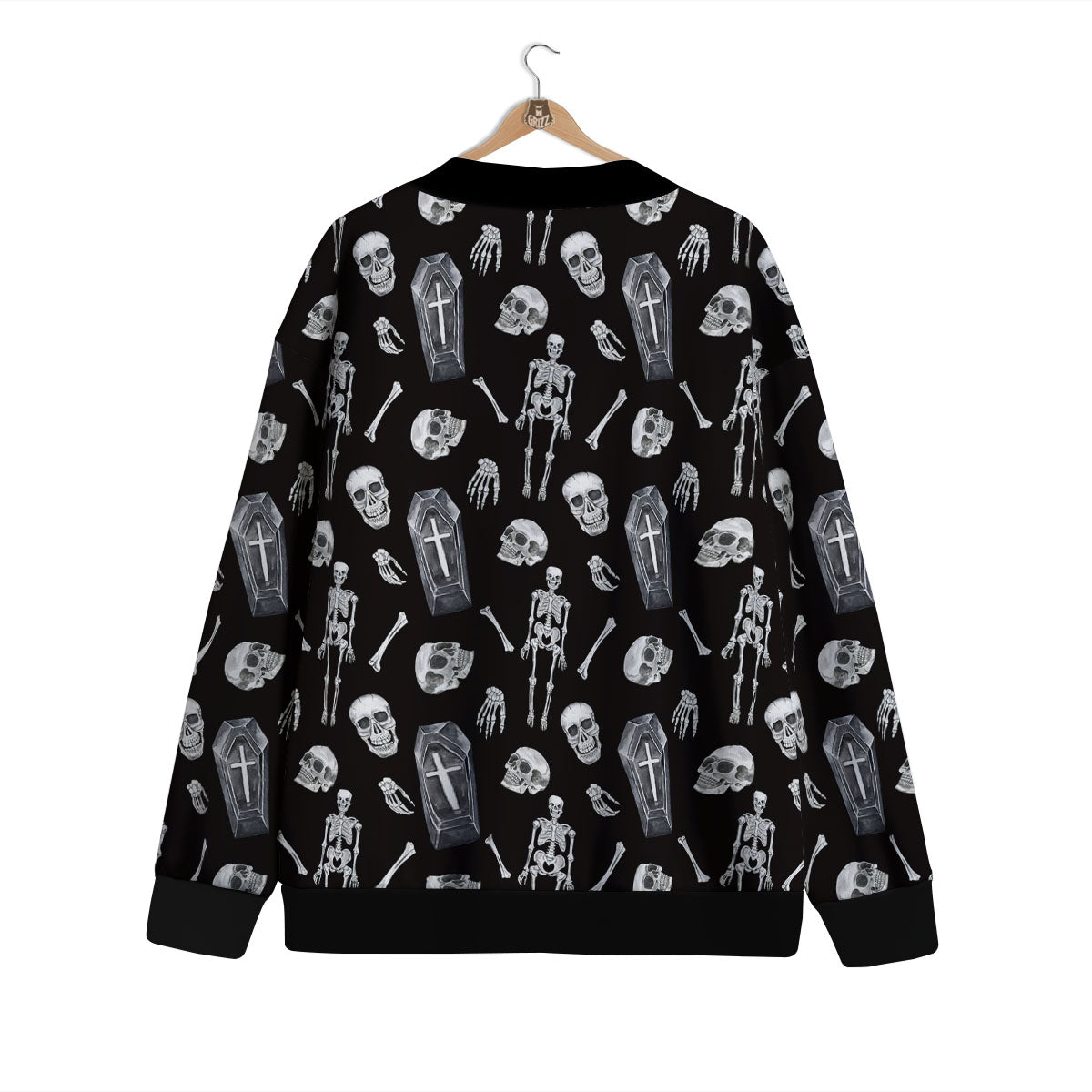 Coffin White And Black Print Pattern Cardigan-grizzshop