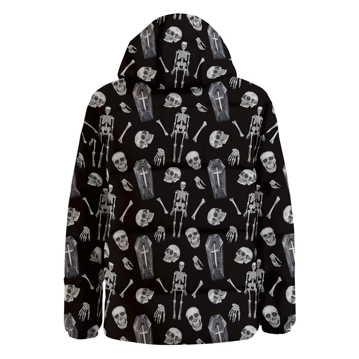 Coffin White And Black Print Pattern Down Jacket-grizzshop