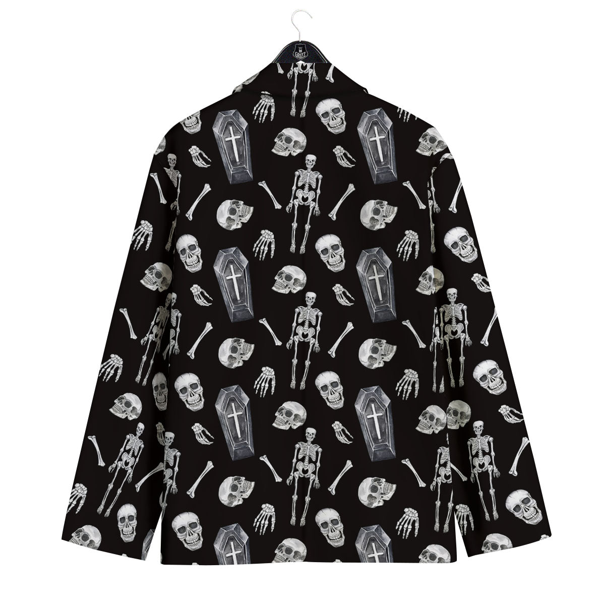 Coffin White And Black Print Pattern Men's Sport Coat-grizzshop
