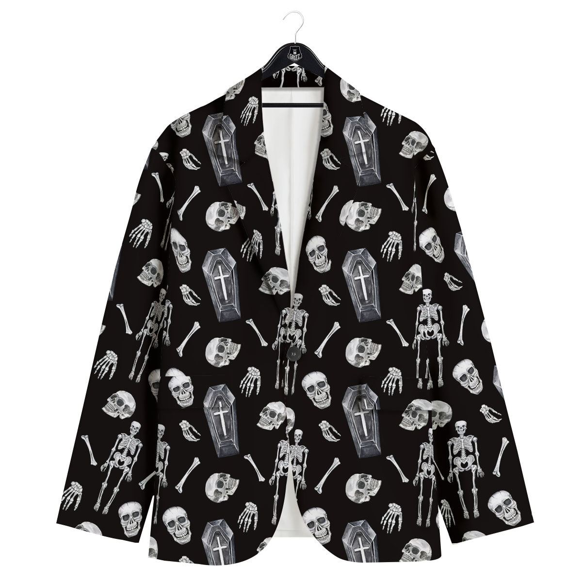 Coffin White And Black Print Pattern Men's Sport Coat-grizzshop