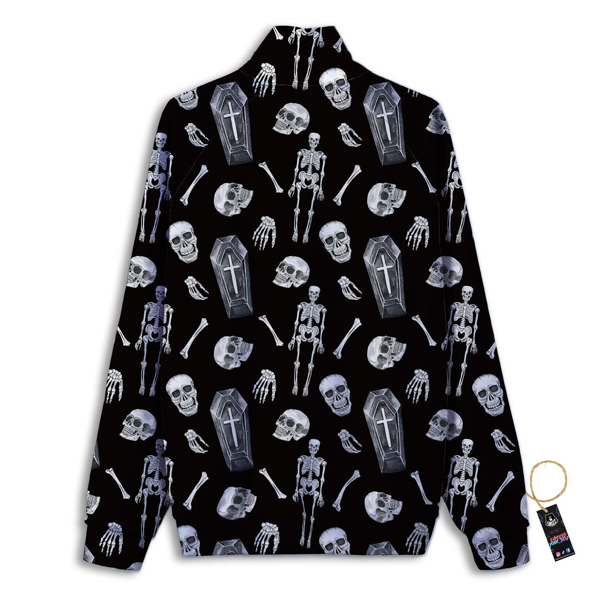 Coffin White And Black Print Pattern Track Jacket-grizzshop
