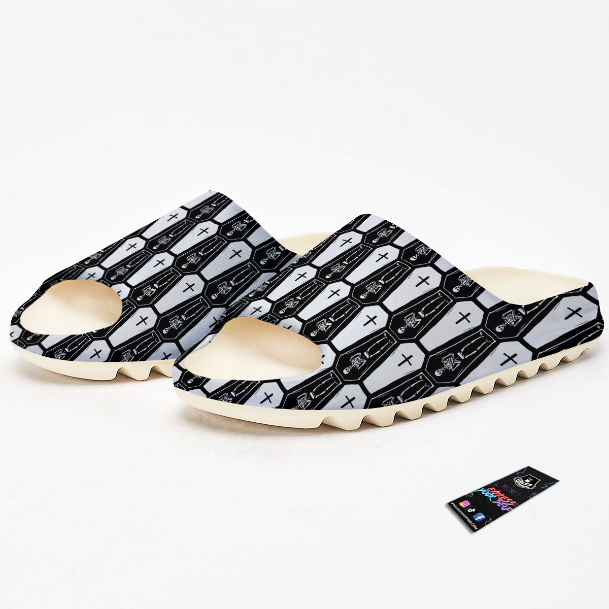 Coffin And Skeleton Print Pattern Sandals-grizzshop