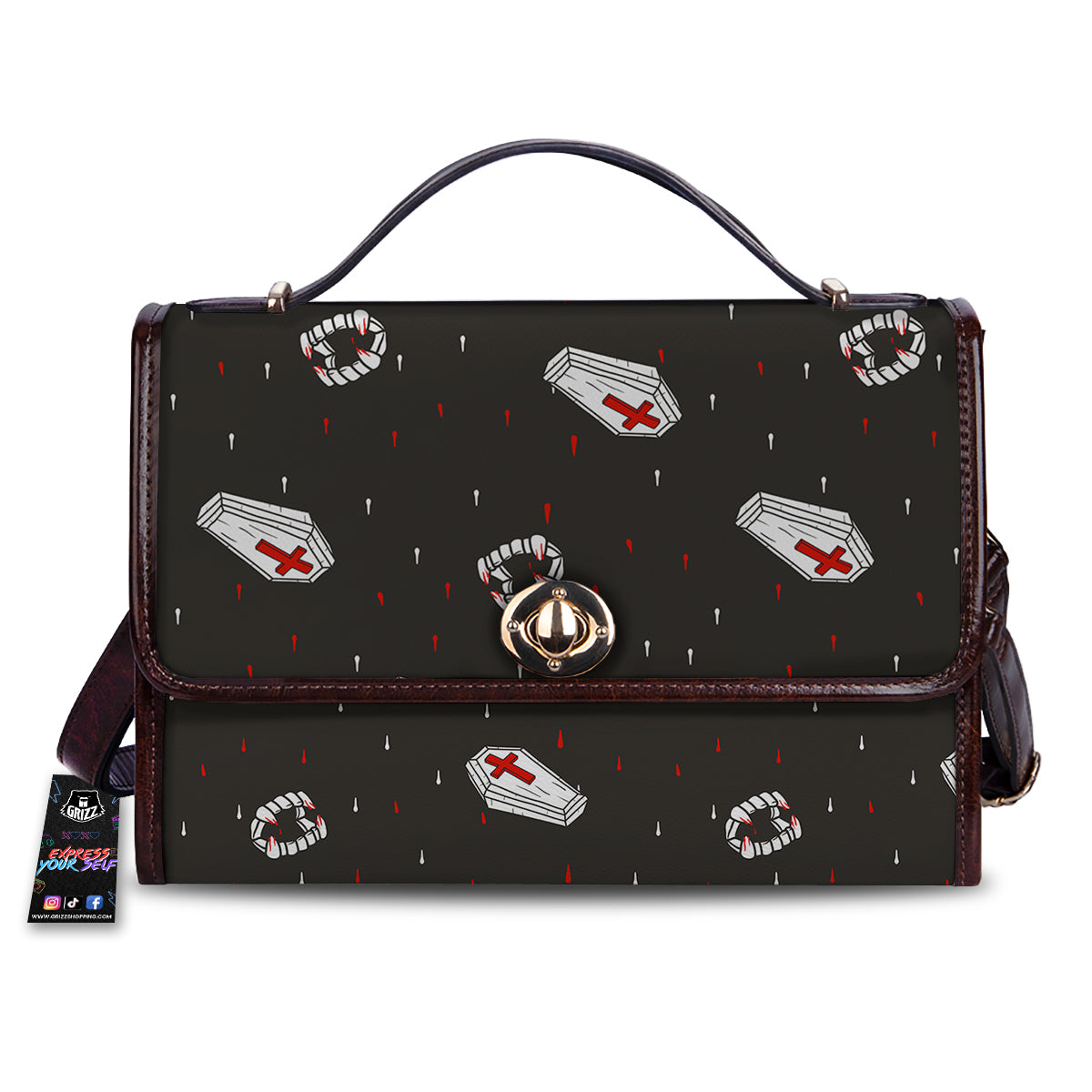 Coffin Vampire Print Pattern Women's Satchel Bag