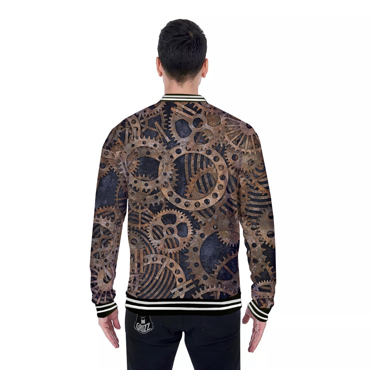 Cogs And Gears Steampunk Brass Print Baseball Jacket-grizzshop