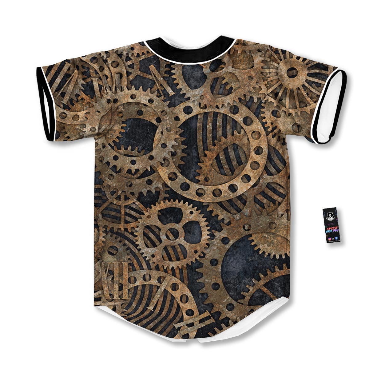 Cogs And Gears Steampunk Brass Print Baseball Jersey-grizzshop