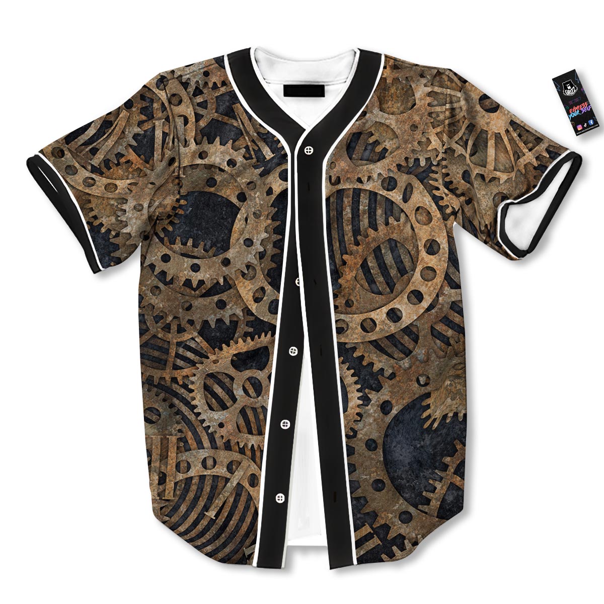Cogs And Gears Steampunk Brass Print Baseball Jersey-grizzshop