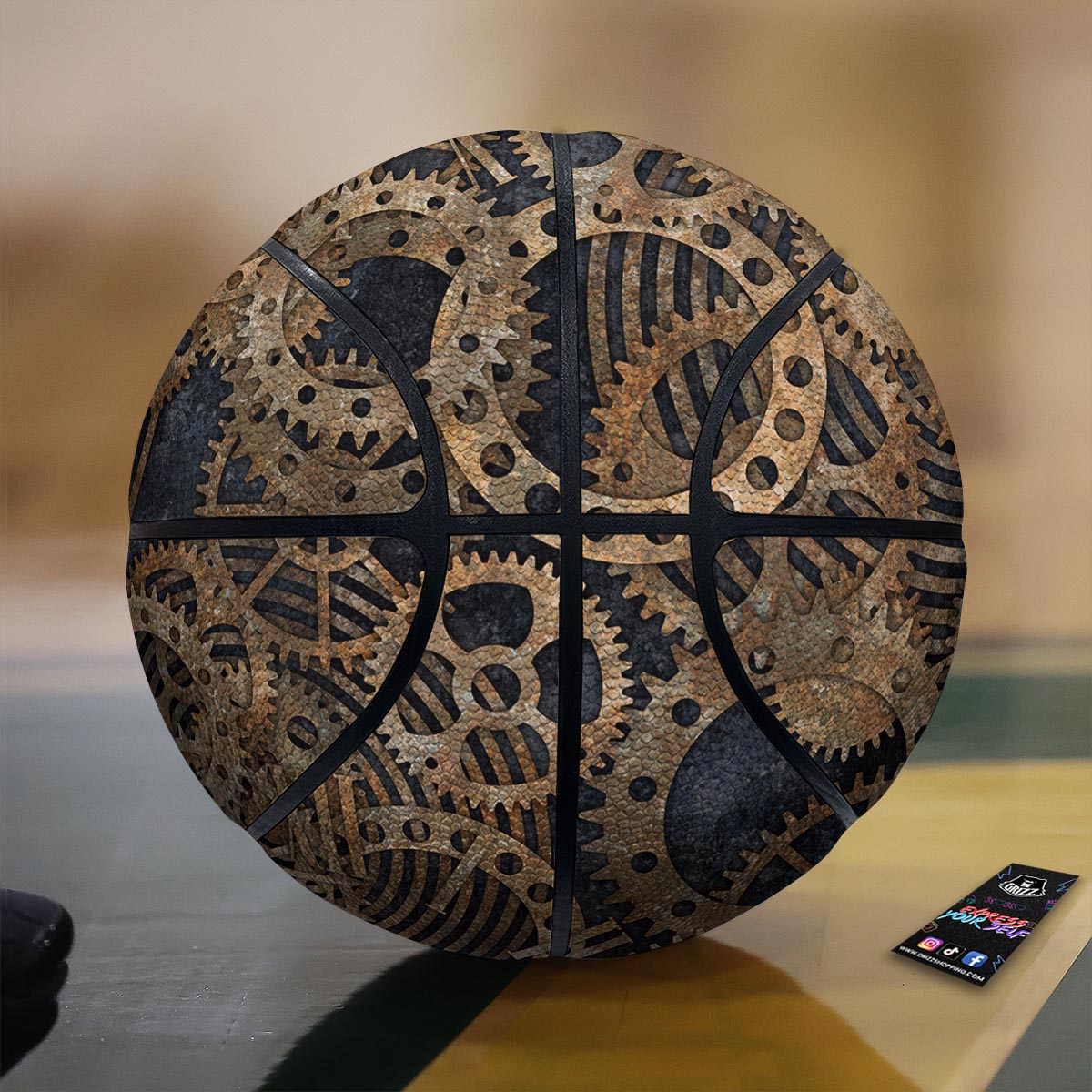 Cogs And Gears Steampunk Brass Print Basketball