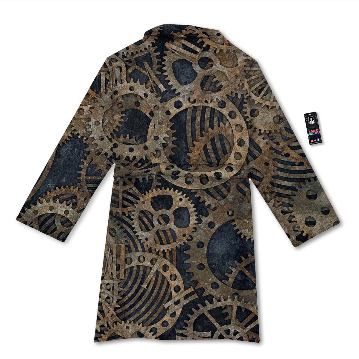 Cogs And Gears Steampunk Brass Print Bathrobe-grizzshop