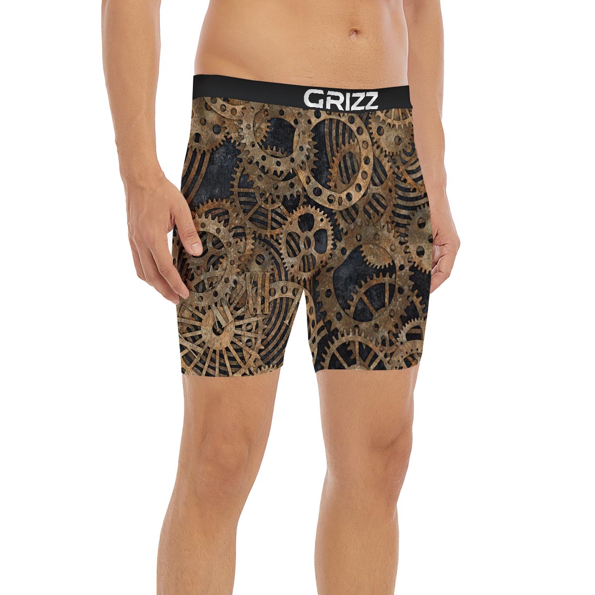 Cogs And Gears Steampunk Brass Print Boxer Briefs-grizzshop